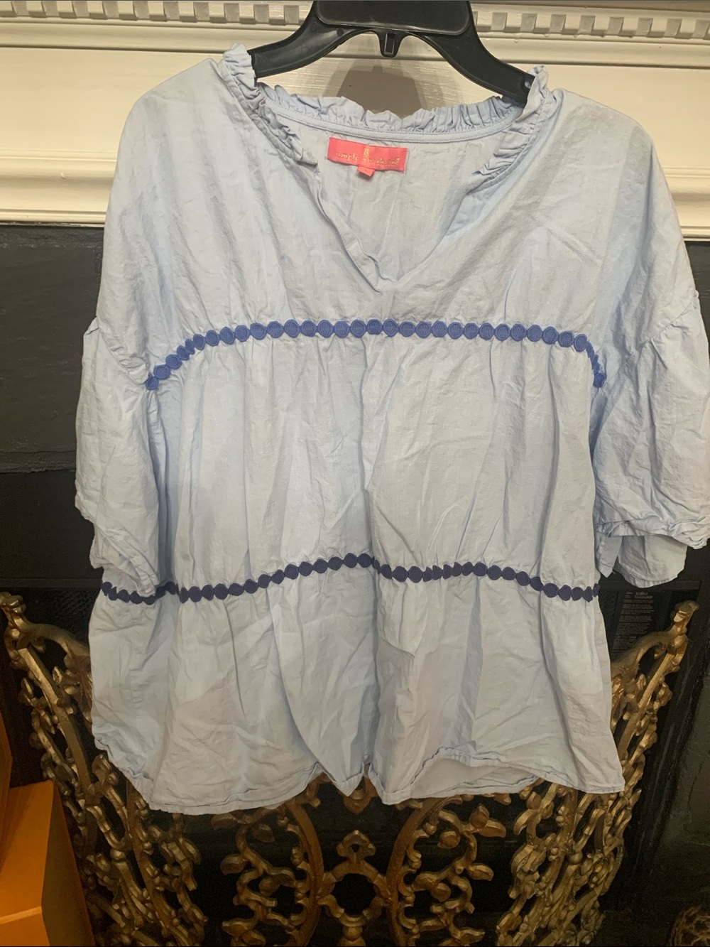 Simply Southern Light Blue Tunic with Navy Trim